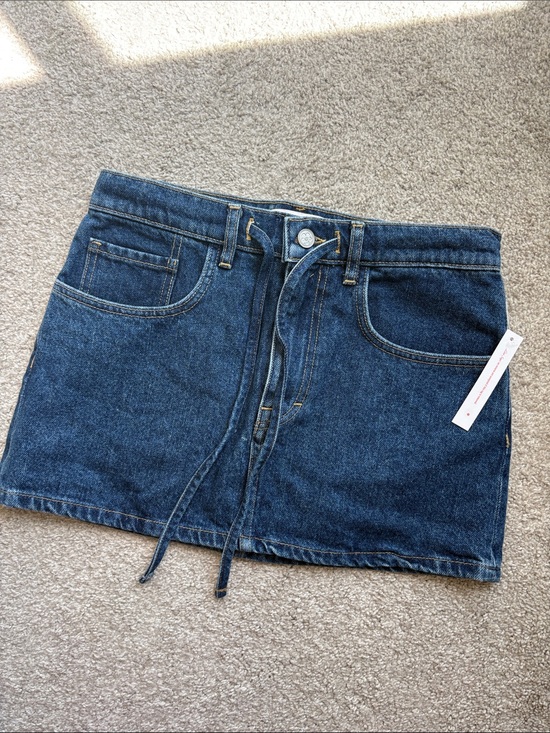 Lisa Says Gah Dresses & Skirts - Lisa Says Gah Dark Blue Denim Mini Skirt with Front Tie